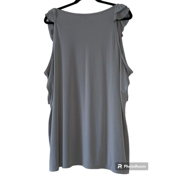 Lane Bryant Womens Size 26/28 Gray Sleeveless Top Ruffle Pleating - Picture 2 of 5